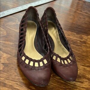 Ninety Brown Heels with Geometric Cutouts